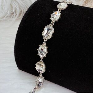 Vintage Silvertone, large crystal bling bracelet
